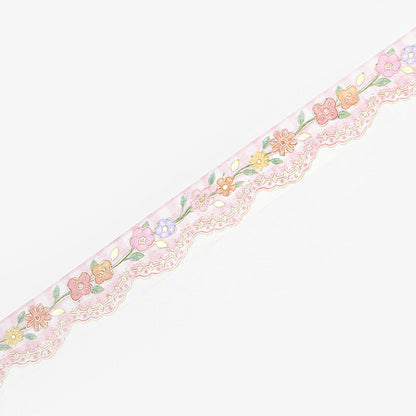 BGM LIFE Goldfoiled Washi Tape - Pink Check Lace