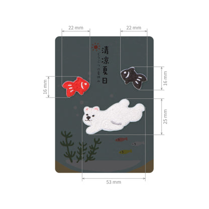 Cute Animal Summer Vacation Embroidery Sticker Patches (3 in 1) - Polar Bear & Goldfish