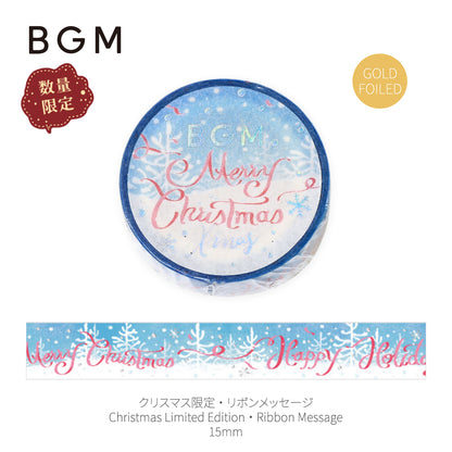 BGM Goldfoiled Christmas Washi Tape 2024 Limited Edition 15mm - Ribbon Message