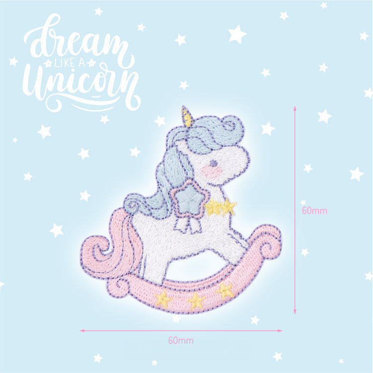 Rocking Unicorn Embroidery Sticker Patch