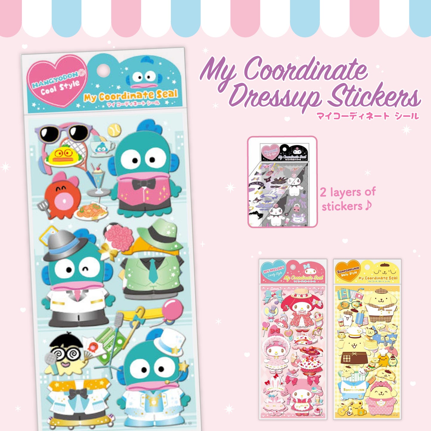 Sanrio Character My Coordinate Dressup Stickers - Hangyodon