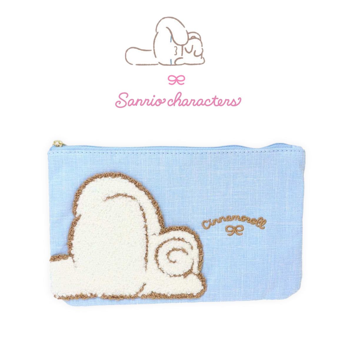 Sanrio Sagara Embroidery Flat Pouch - Laidback Cinnamoroll