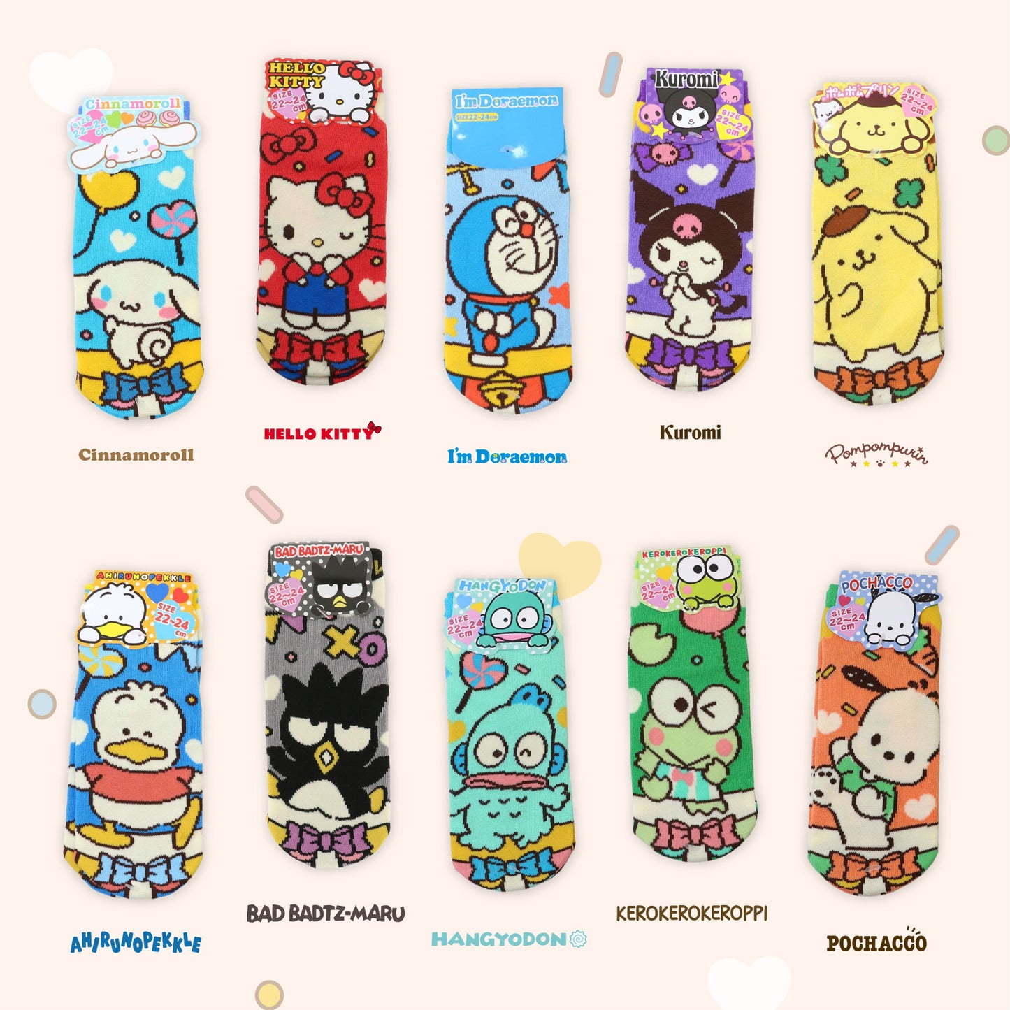 Sanrio Characters Retro Stage Jacquard Ankle Socks - I'm Doraemon