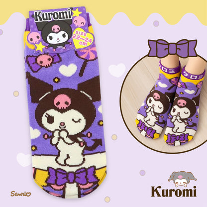Sanrio Characters Retro Stage Jacquard Ankle Socks - Kuromi