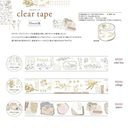 Mind Wave Clear Tape Vintage 30mm×3m - Collage