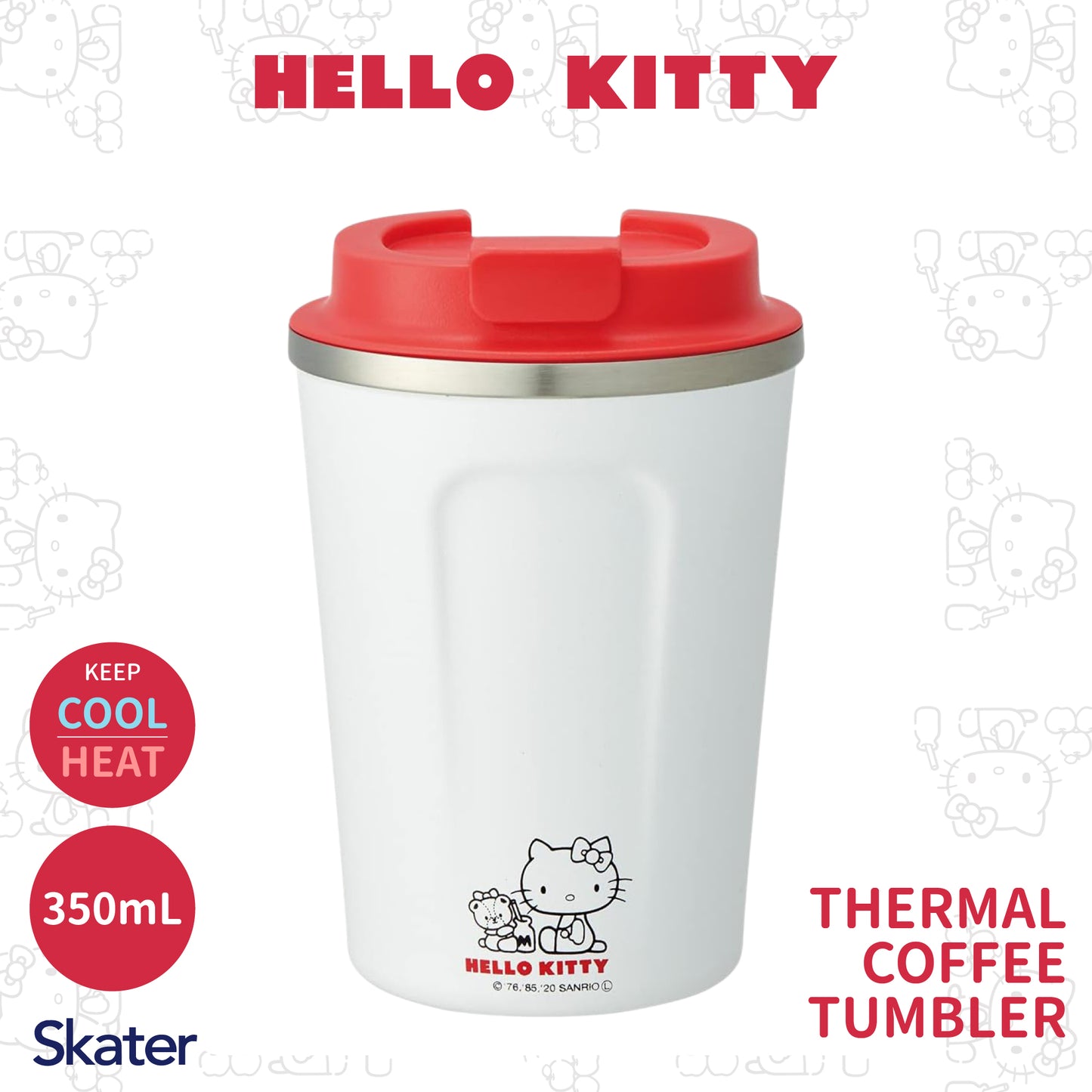 Skater Hello Kitty Stainless Steel Thermal Coffee Cup Tumbler STBC3F 350mL