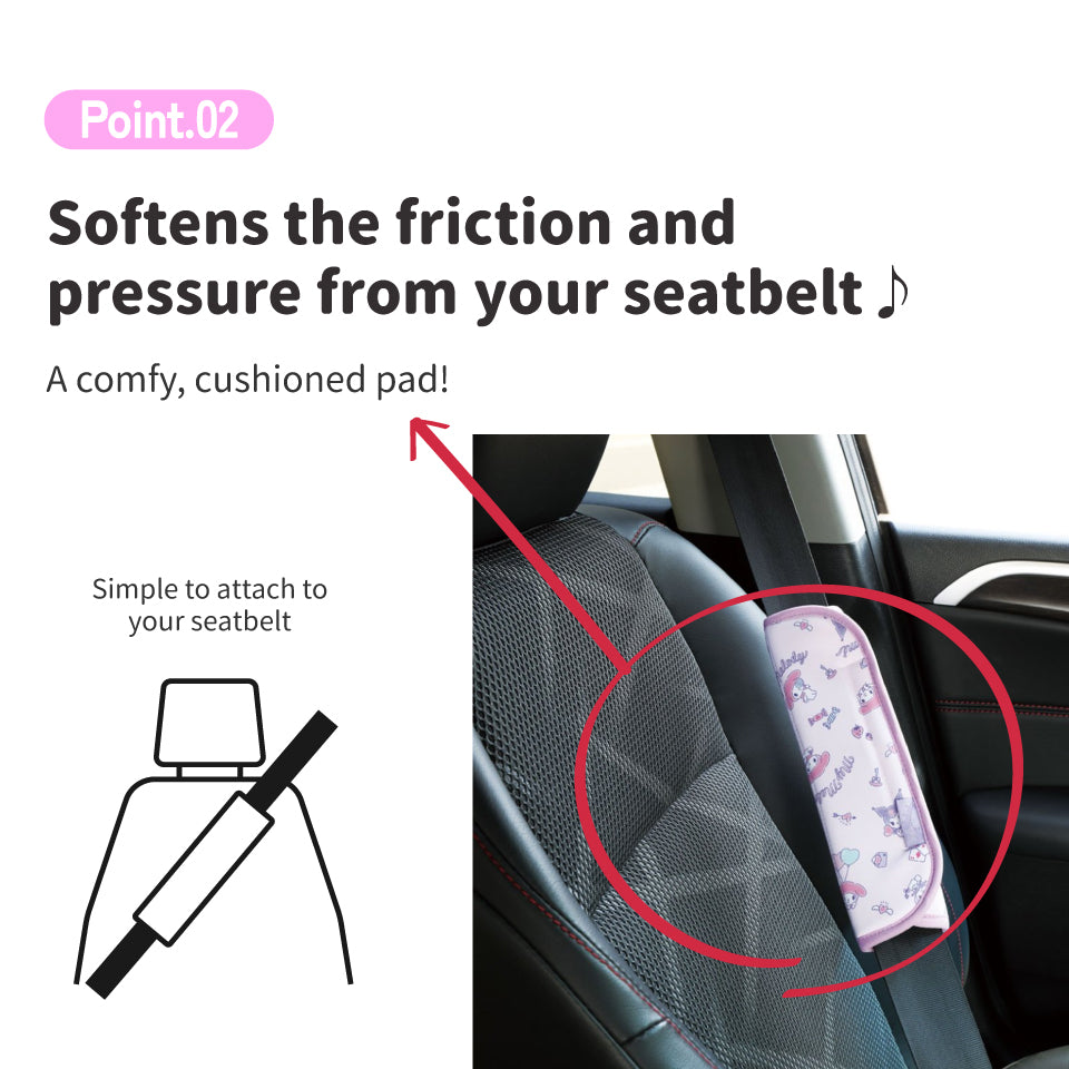 Skater Car Seat Belt Pad CBEP1 - My Melody & Kuromi