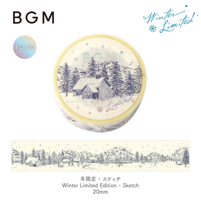 BGM Winter Exclusive Holographic Foiled Washi Tape 2024 Limited Edition 20mm - Sketch