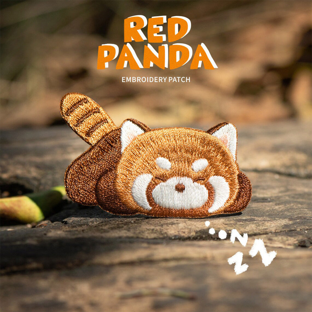 Red Panda Embroidery Sticker Patch - Sleeping