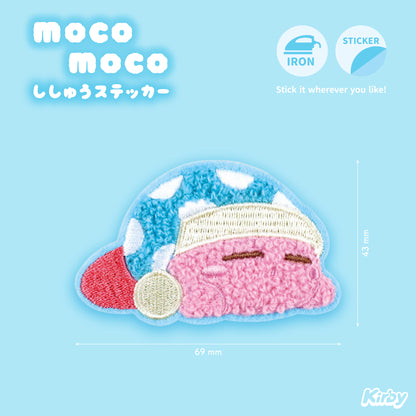 Kirby Moco Moco Fluffy Embroidery Sticker Patch - Sleeping Kirby