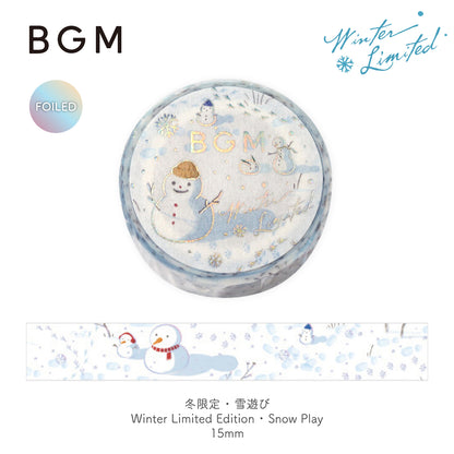 BGM Winter Exclusive Holographic Foiled Washi Tape 2024 Limited Edition 15mm - Snow Play