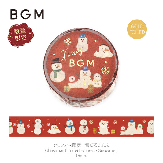 BGM Goldfoiled Christmas Washi Tape 2024 Limited Edition 15mm - Snowmen