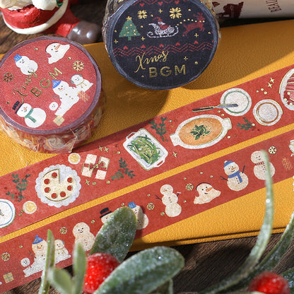 BGM Goldfoiled Christmas Washi Tape 2024 Limited Edition 15mm - Snowmen