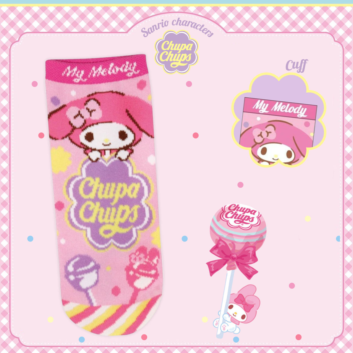 Chupa Chups x Sanrio Characters Jacquard Ankle Socks - My Melody