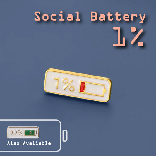 Social Battery Enamel Brooch Pin - 1%