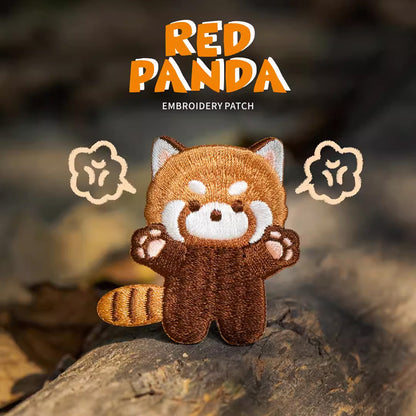 Red Panda Embroidery Sticker Patch - Stand and Stare