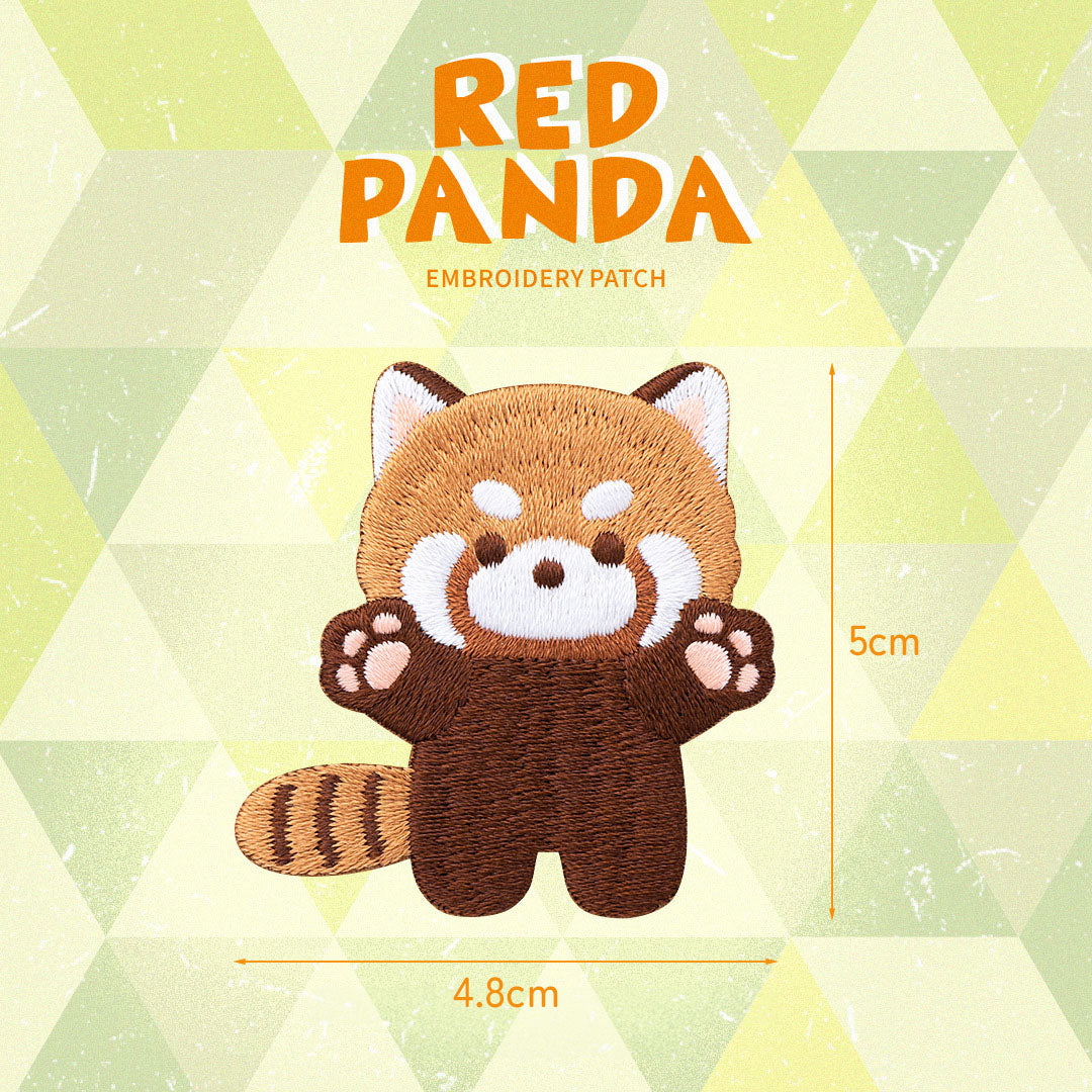 Red Panda Embroidery Sticker Patch - Stand and Stare