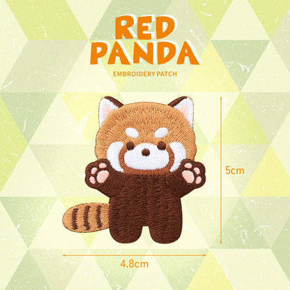 Red Panda Embroidery Sticker Patch - Stand and Stare