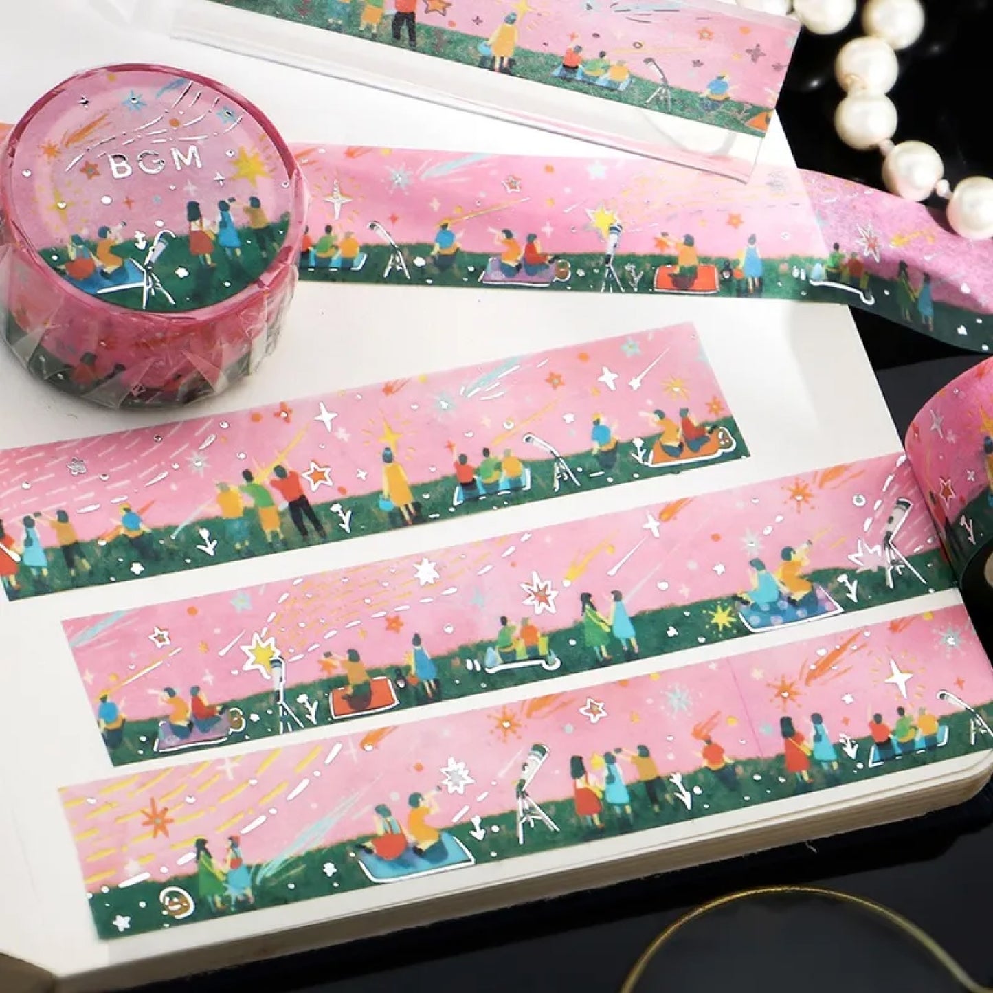 BGM LIFE Goldfoiled Night of Shooting Stars Washi Tape - Stargazing