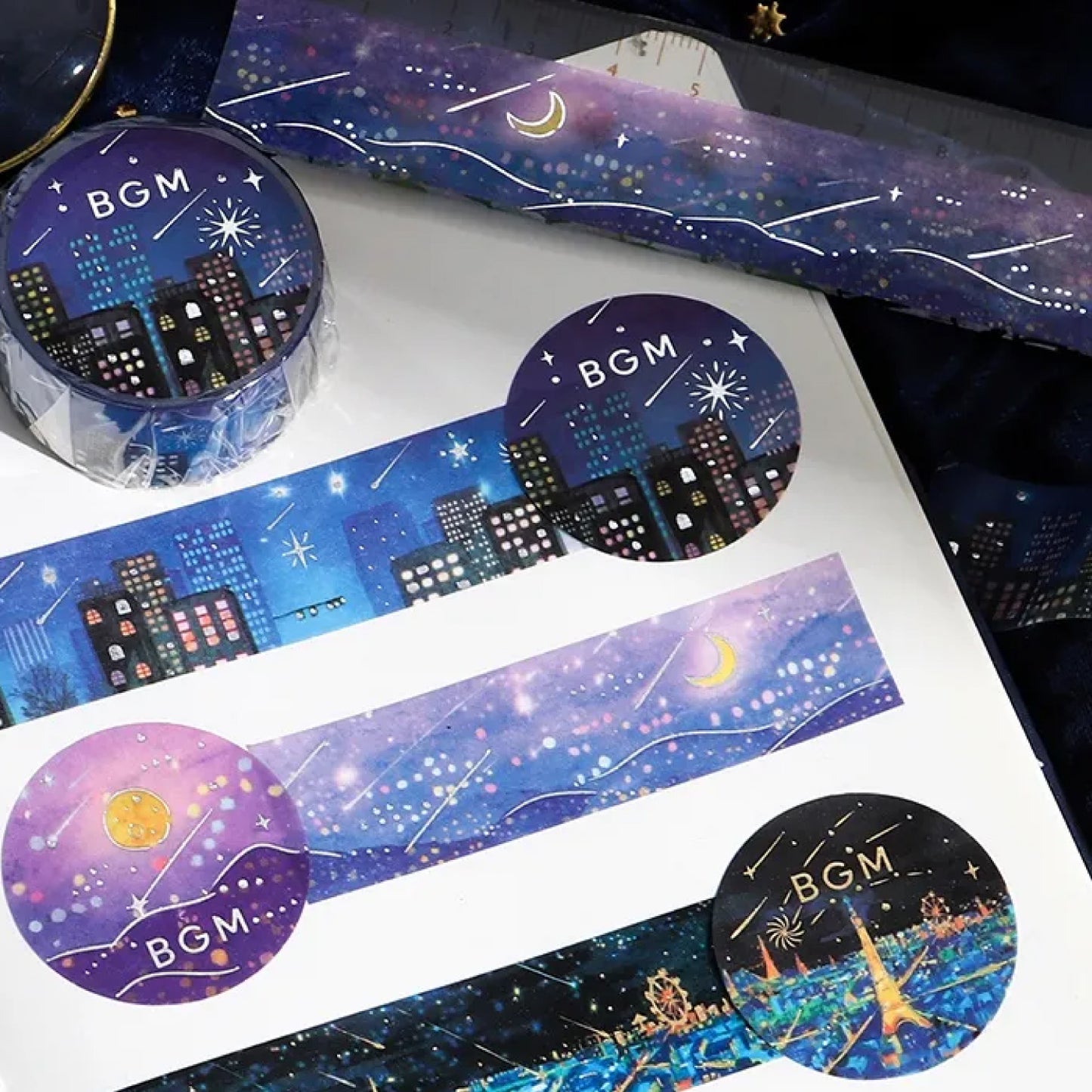 BGM LIFE Goldfoiled Night of Shooting Stars Washi Tape - Suku Star