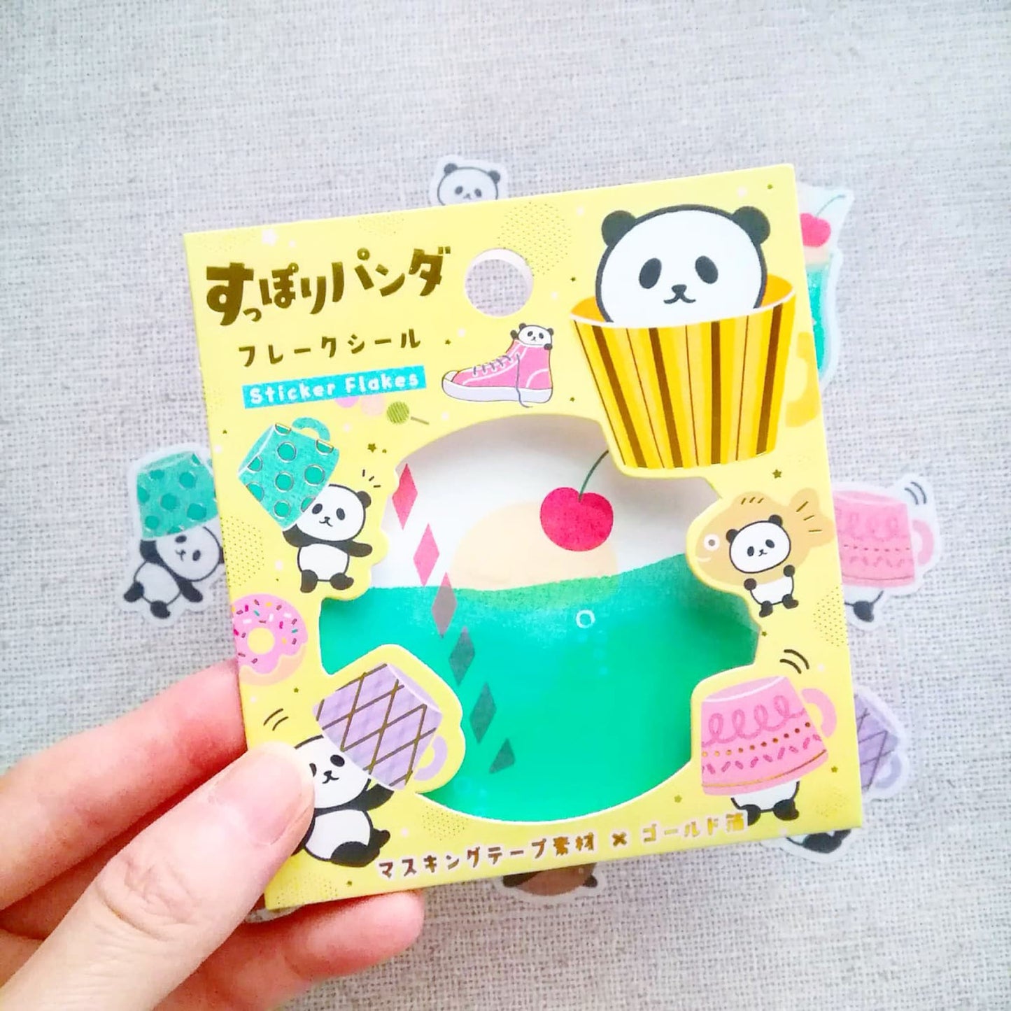 World Craft Hiyokkori Cute Animal Flake Stickers - Suppori Panda