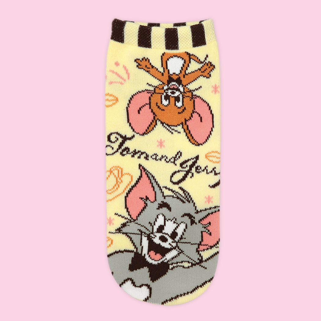 Tom & Jerry Jacquard Ankle Socks - Cafe