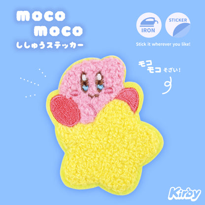 Kirby Moco Moco Fluffy Embroidery Sticker Patch - Kirby & Warp Star