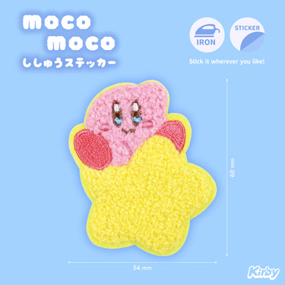 Kirby Moco Moco Fluffy Embroidery Sticker Patch - Kirby & Warp Star