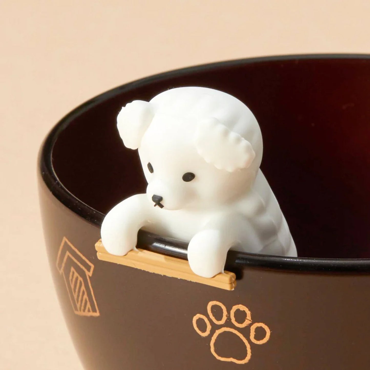 Ishida Soup Bowl & Chopstick Rest Set - White Poodle