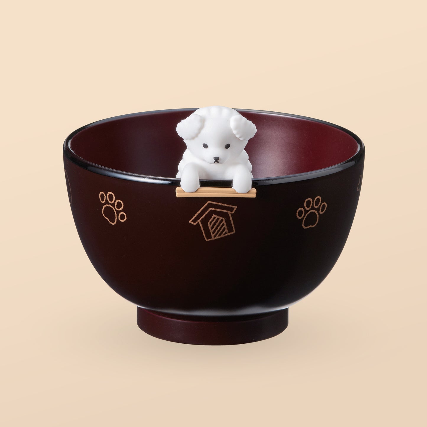 Ishida Soup Bowl & Chopstick Rest Set - White Poodle