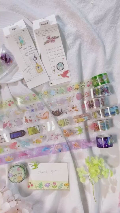 BGM Foiled LIFE Clear Tape - Bird Embroidery